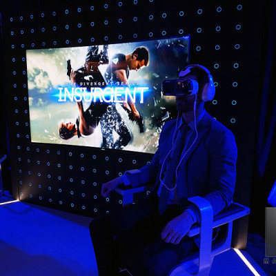 Mandeville Films EP Todd Lieberman immersed in the amazing Insurgent Shatter Reality Gear Virtual Reality experience.