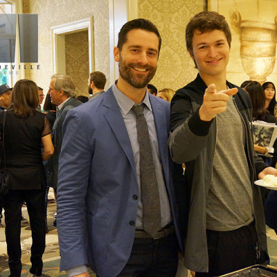 Mandeville Films EP Todd Lieberman catching up with actor Ansel Elgort after the Insurgent junket panel at the Beverly Hills Four Seasons Hotel.